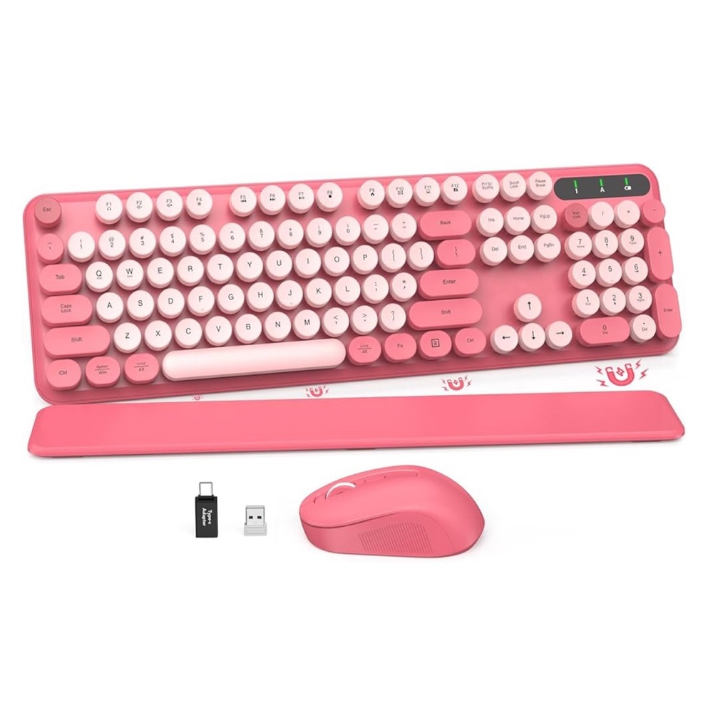 Pink Wireless Keyboard and Mouse Set